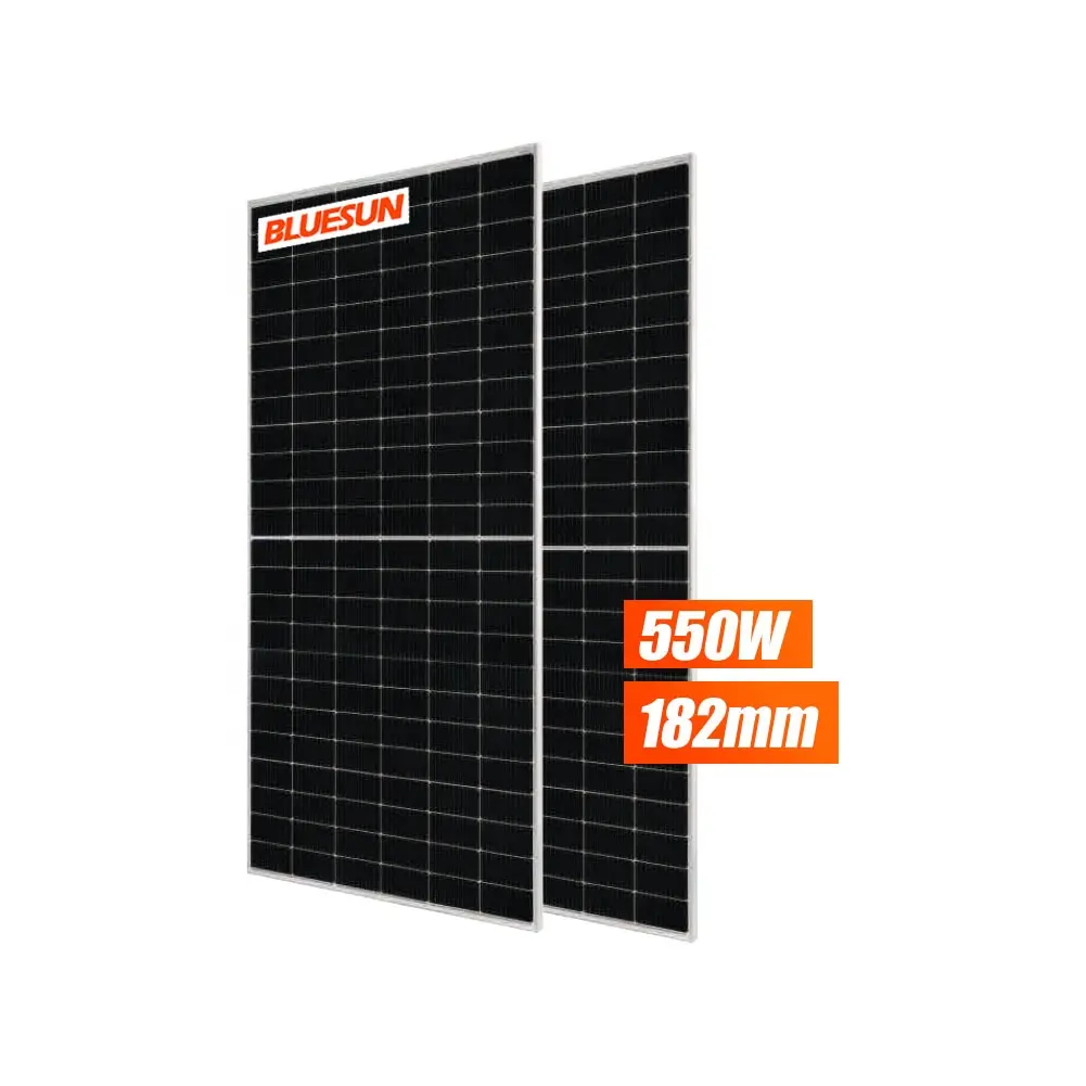 Bluesun Uso Doméstico Painéis Solares 400W 550W 600W 700W Painéis Solares Meia Célula Monocristalino Painel Solar Fornecedor