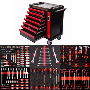 258pcs Heavy Duty Iron Tool Trolley Seven-Drawer Lockable Red Steel for Auto Repair Workshop Customizable OEM Support GL3387-1+D - Product Image 3