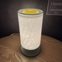 Lámpara de Aroma Moderna de Cerámica, Calentador de Cera LED, Quemador de Aceites Esenciales de Porcelana Blanca, Luz Nocturna Decorativa para Mesa, Decoración del Hogar