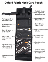 Porte-cartes multifonctionnel en tissu Oxford à suspendre au cou, pochette pliable pour passeport et documents d'identité, idéal pour les voyages et les expositions, personnalisable avec logo