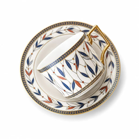 Ensemble tasse à café et soucoupe de luxe à bord doré, en porcelaine fine écologique, 250 ml, personnalisable, pour cadeau de mariage