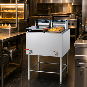 Freidora Eléctrica Comercial de Pie de 28L con Doble Tanque y Doble Cesta de 8kW para Papas Fritas, Pollo, Restaurantes y Catering - Product Image 6