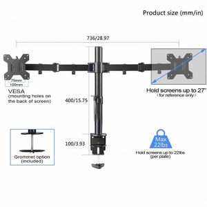 Dual Adjustable Flexible Metal LCD Monitor <b>Stand</b> for Computer Desk in Stock - Product Image 6