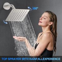 Ensemble de robinetterie de douche thermostatique à double poignée en laiton brossé moderne, fixation murale carrée de 12 pouces, jet doux