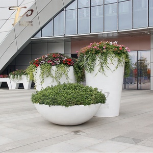 Pot de fleur de style jardin nordique grand pot de jardinière rond en fibre de verre vase moderne pour hôtel de jardin - Product Image 2