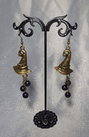 Boucles d'oreilles pendantes style gothique victorien en bronze, chapeau de sorcière, perles de cristal, nuit étoilée, bijoux gothiques pour femme