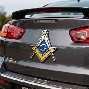 Emblema Metálico Masónico Personalizado con Logotipo, Adhesivo 3M para Automóvil, Insignia Rectangular o Redonda Dorada o Plateada - Product Image 5