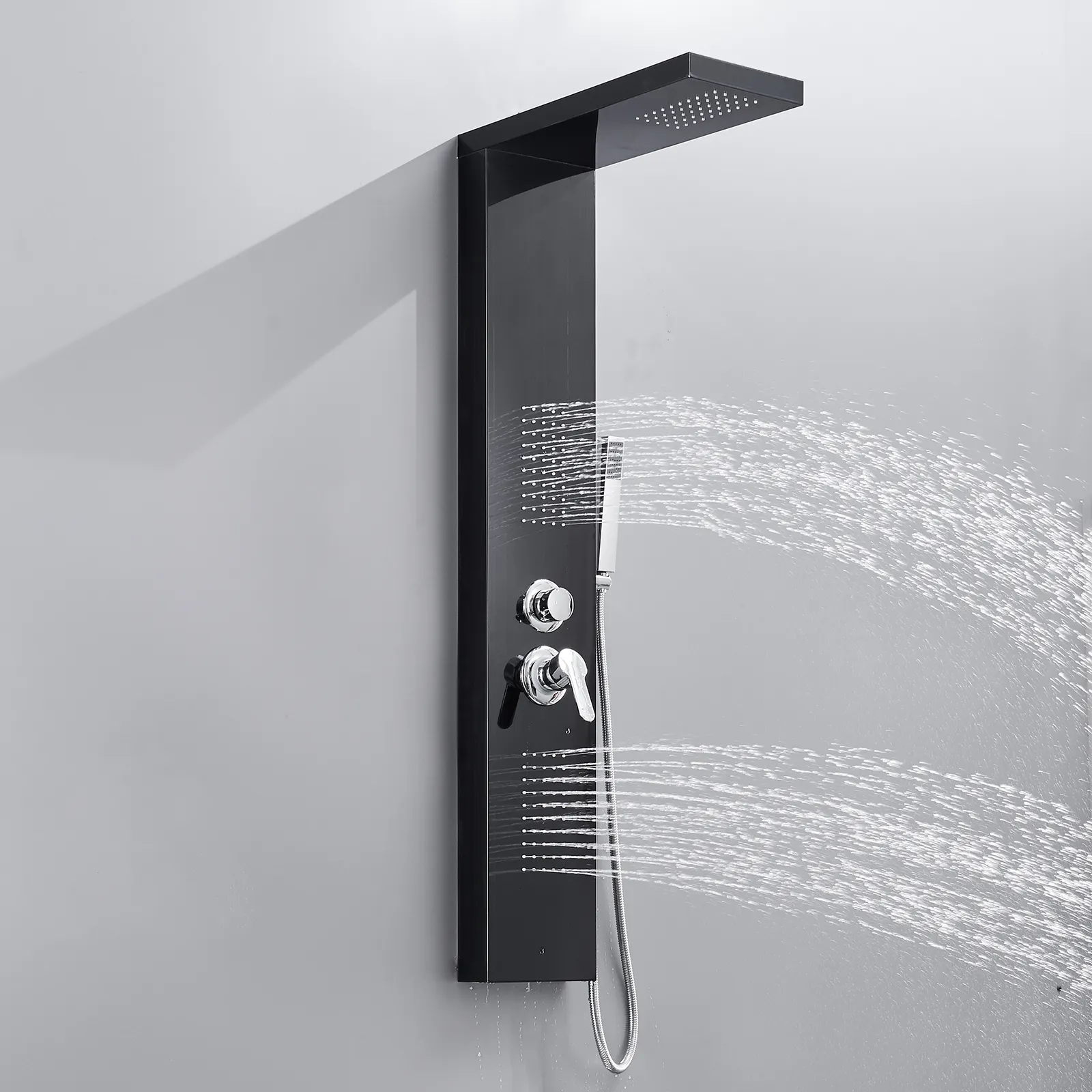 Panel de ducha de agua fría y caliente, cabezal de ducha moderno de acero inoxidable con núcleo de cerámica, Flg, nuevo de 2023