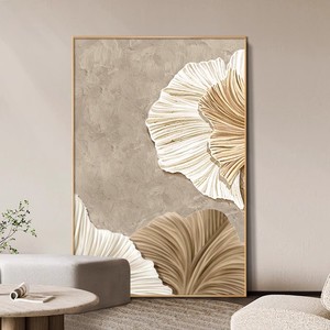 Creamy Abstract Oil Painting Gold <b>Frame</b> Rectangle Modern Minimalist Living Room Sofa Background <b>Wall</b> Art - Product Image 1