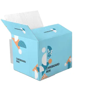 도매 화장품 경쟁력있는 가격 크래프트 종이 배송 상자 사용자 정의 인쇄 로고 RSC 종이 상자 블루 골판지 화장품 상자
