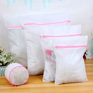 Portable Pink Reusable Polyester Fine Net Laundry Bag Woman Bra Clothes Organizer Washing Machines Travel Shoes Dirty <b>Basket</b> - Product Image 1