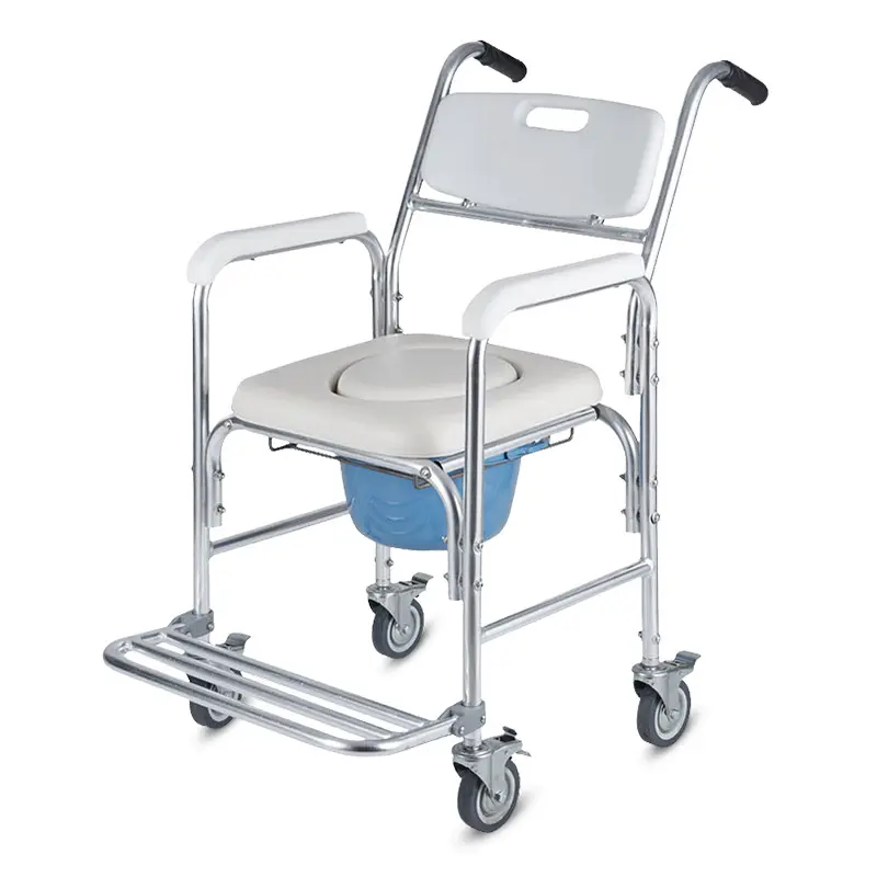 पहियों के साथ रोलिंग स्नान कुर्सी निविड़ अंधकार व्हीलचेयर रोलिंग कमोड कुर्सी 150kg वजन क्षमता बौछार परिवहन कुर्सी