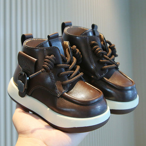 Nouvelles Bottes Courtes en Cuir pour Enfants, Style Martin, Tendance Britannique Printemps Automne 2025, pour Garçons et Filles, Semelle Souple en PVC, Chaussures pour Bébé - Product Image 4