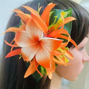 Accessoires capillaires floraux en mousse : Pince à cheveux Lys Araignée, Tiara <span class=keywords><strong>artificielle</strong></span> Plumeria, Frangipanier, Hibiscus pour Fête, Remise <span class=keywords><strong>de</strong></span> diplôme, Mariage - Product Image 5