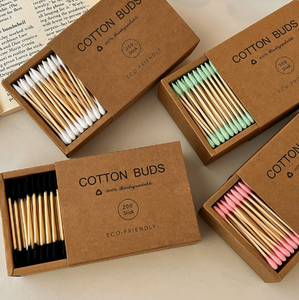 Bâtonnets de coton écologiques en bambou à double embout, bâtonnets de nettoyage d'oreilles en bois pour le soin du visage - Product Image 2