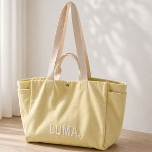 Custom Screen Print Canvas Tote <b>Bag</b> Dual Handles <b>Large</b> Capacity with Side Pockets for Promotional <b>Gift</b> - Product Image 2