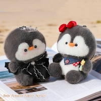 Porte-clés en peluche pingouin en gros, 4 tenues, mignon et moelleux, breloque de sac, peluches personnalisées, articles souvenirs du zoo