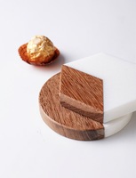 Ensemble de sous-verres en marbre avec support en bois, sous-verres ronds résistants à la chaleur, antidérapants, décoration de table, logo personnalisé, absorbants