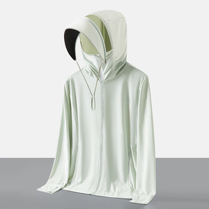 <strong>Lightweight</strong> Quick Dry Custom Logo Ice Silk Sun Protection Rash Guard Coat UV Protection <strong>Men</strong> Women Summer <strong>Jacket</strong> With Hood Cap - Product Image 2