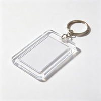 Porte-clés en acrylique transparent personnalisé pas cher avec logo imprimé numériquement, cadre photo en plastique vierge, insert transparent pour photo