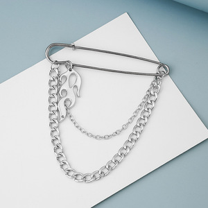 Punk Brooch <b>Chain</b> 3in/7.5cm Silver Metal Unisex Harajuku Fashion Accessory for Jeans Pants <b>Belt</b> Decoration - Product Image 2