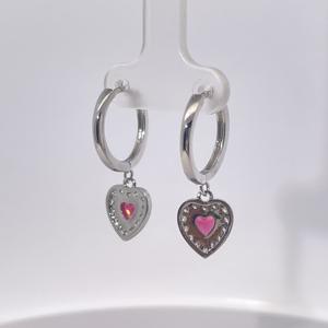 ต่างหูจี้รูปหัวใจสีแดง ชุบทองเหลือง ประดับเพชรคิวบิกเซอร์โคเนียทรงหัวใจ ดีไซน์คลาสสิก ทันสมัย หรูหราเบาๆ สำหรับผู้หญิง - Product Image 4