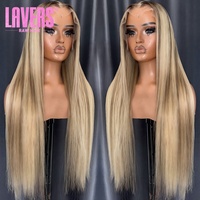 Perruque Lace Front Ondulée Blond Cendré Lavers avec Racines Foncées Ombrées 13*4, Perruque Complète HD en Cheveux Humains avec Mèches Blond Cendré