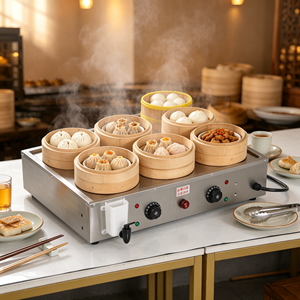 High Output Countertop 6 Hole <b>Electric</b> Dim Sum <b>Steamer</b> Heavy‑Duty Stainless Steel Commercial Bun Steaming Machine For Breakfast - Product Image 5