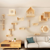 Arbre à chat en bois massif personnalisable avec combinaison modulable DIY, poteau à gratter, plateforme de saut et niche pour chat