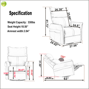 Contemporain 360 °   <span class=keywords><strong>Fauteuil</strong></span> inclinable pivotant avec fonction de balancement et port USB pour salon, appartement, bureau, chambre - Product Image 3