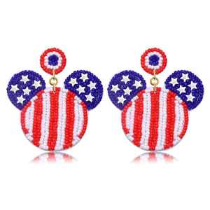 Boucles d'oreilles pendantes en perles de rocaille faites à la main Petits bijoux unisexes brillants à la mode - Product Image 2