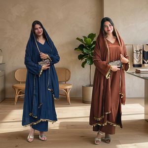 Conjunto de Kurti, pantalón y dupatta de seda romana con encaje Rajwadi pesado, ideal para fiestas y bodas, largo hasta el tobillo. - Product Image 1