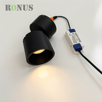 Spot LED COB 7W réglable noir à faible indice UGR, anti-éblouissement, encastré en surface