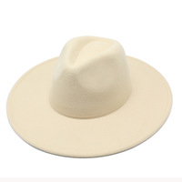 Chapeau Panama en feutre à large bord de 9,5 cm pour femmes et hommes, avec logo personnalisé, chapeau Fedora en feutre à large bord