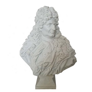 Statue de tête <span class=keywords><strong>en</strong></span> <span class=keywords><strong>marbre</strong></span> blanc célèbre, sculpture de <span class=keywords><strong>buste</strong></span> de Newton sculptée à la main dans la pierre - Product Image 1