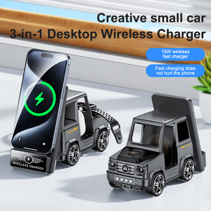 Mới nhất xe nâng hình dạng không dây sạc trạm 3-trong-1car thiết kế không thấm nước di động thông minh không dây 15 Wát sạc nhanh - Product Image 2