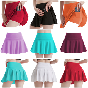 Rok dan Celana Tenis Wanita Pinggang Tinggi dan Pengangkat Pinggul, Rok Fitness Anti Silau, Rok Yoga Lipit untuk Latihan - Product Image 1