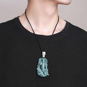 Colgante de Jadeíta Natural Azul Agua, Guan Gong, Dios de la Riqueza, Estilo Chino, Joyería UNISEX, Regalo con Certificado de Tasación GY10 - Product Image 5