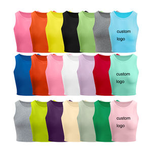 Slim Fit Zomer Katoenen Cropped <span class=keywords><strong>Tops</strong></span> Mouwloos Sexy Baby Tee Hiphop Stijl High Xl Aanpasbare <span class=keywords><strong>Tops</strong></span> Dames Groothandel - Product Image 2