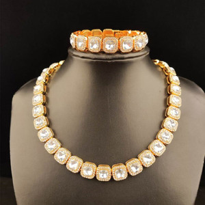 Kalung Berlian Kotak Hip Hop, Rantai Cuban Link Iced Out untuk Pria dan Wanita - Product Image 4