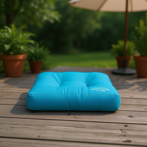 Coussin de palette extérieur en tissu bleu carré 23,6x23,6x4,7 pouces, résistant à l'eau, utilisable toute saison - Product Image 2