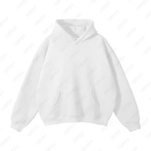High Quality 380g No Strings Blank Fleece Drop Shoulder Hoodies Men Cotton Pullover Wholesale Custom Printing <b>Embroidery</b> Hoodies - Product Image 3