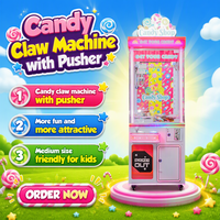 Machine à griffes à bonbons de 23,5 pouces, distributeur de bonbons à monnayeur avec accepteur de billets et lecteur Nayax