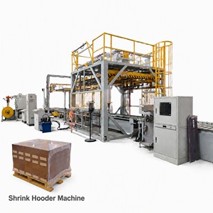 Machine d'emballage sous film rétractable pour palettes à fonctionnement continu, équipement de thermo-emballage robuste pour l'emballage en fin de ligne des blocs de béton - Product Image 1