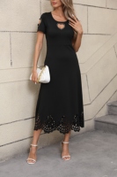 Robe crayon de bureau pour femme avec dentelle, imprimé léopard floral et volants en cascade