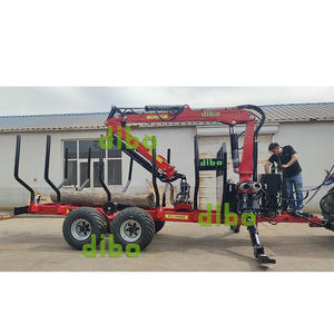 Grue forestière hydraulique DIBO CE TUV approuvée, portée 7m, montée sur remorque à grumes de 10 à 14 tonnes, pour une durabilité accrue en milieu agricole. - Product Image 2