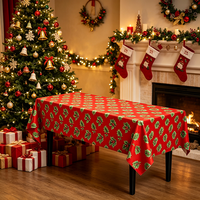 Nappe jetable moderne en PEVA, écologique, motif pois rouges et verts, imperméable, en plastique, pour Noël, vente en gros