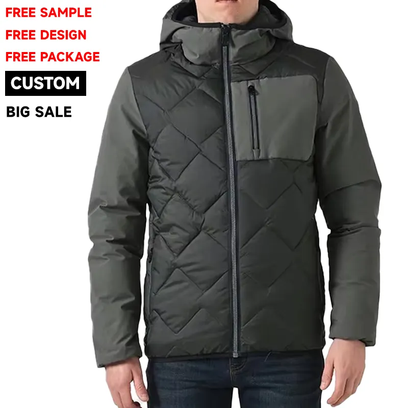 2024 personalizado brillante invierno con capucha Puffer Rds Duck Goose chaquetas de invierno para hombres