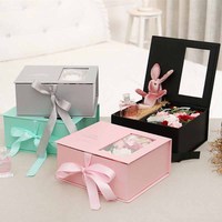 Boîte à fleurs pour maman avec ruban, logo personnalisé, matériaux recyclés rigides, cadeau pour la fête des mères, la Saint-Valentin
