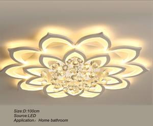 Bắc Âu Home Master Phòng Ngủ Acrylic + Pha Lê + Kim Loại Đèn Trần Nghiên Cứu Cánh Hoa Pha Lê Đèn LED Đèn Trần Hoa Ánh Sáng - Product Image 2